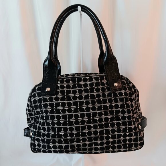 KATE SPADE NY Black & White Leather & Canvas Shoulder Bag 🖤LIKE NEW🖤Gorgeous!! - Picture 2 of 10